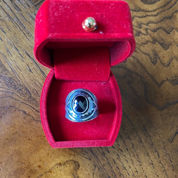 925 Sterling Sliver Men's Ring with Genuine Stone - Picture 1 of 7